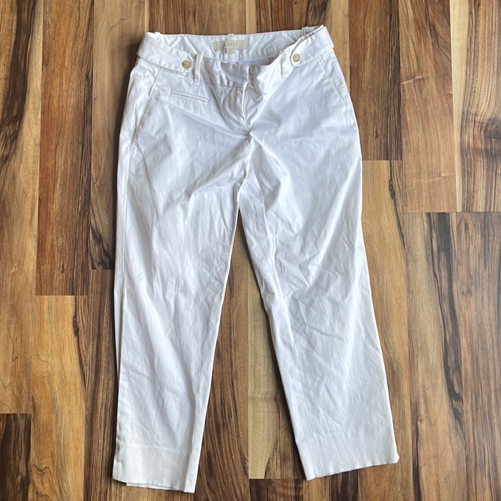 LOFT White Marisa Chino Cropped Pants